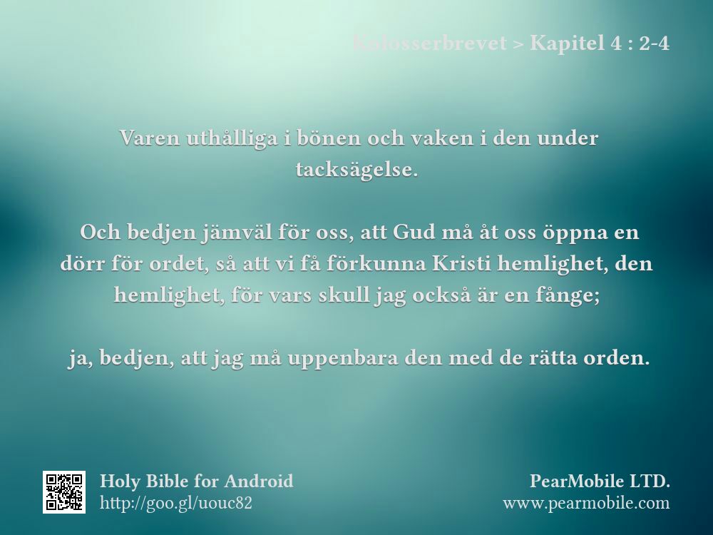 Kolosserbrevet, Kapitel 4:2-4